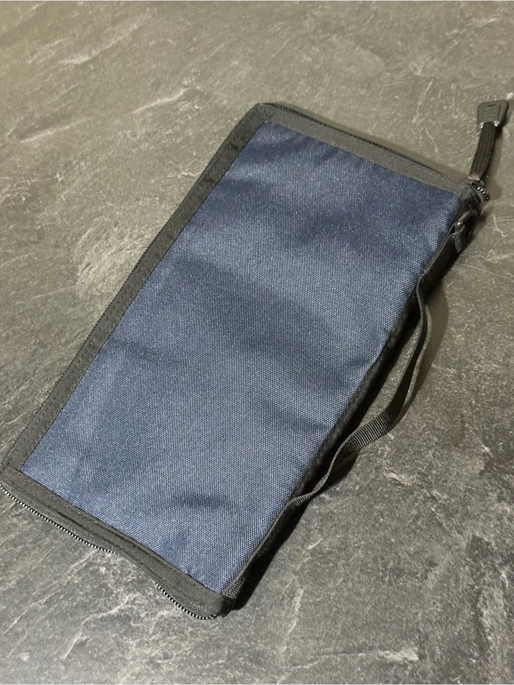 LL Bean Travel Wallet Passport Holder Organizer Document Case Zippered Navy 11x6